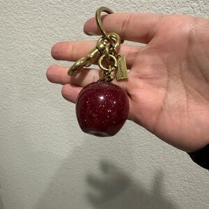 Coach Glittering Red Apple Keychain